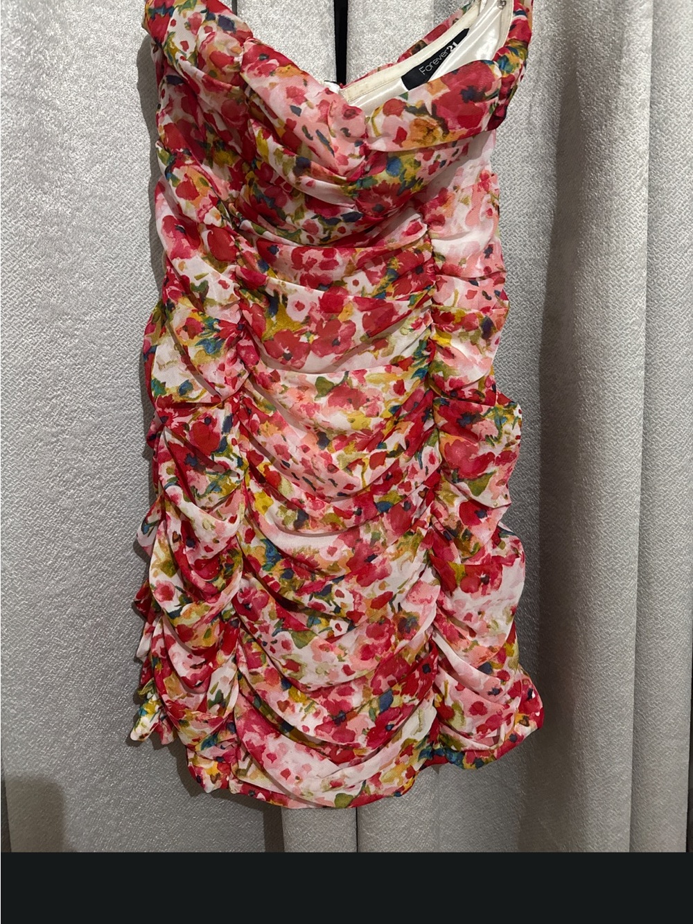 Forever 21 Pink Floral Ruching Mini Skirt